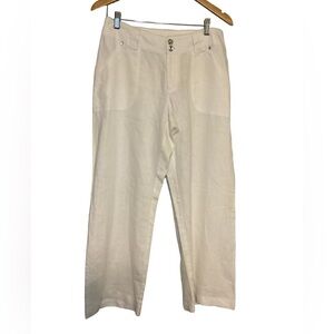 100% linen white ankle‎ pants size M by jmp vintage